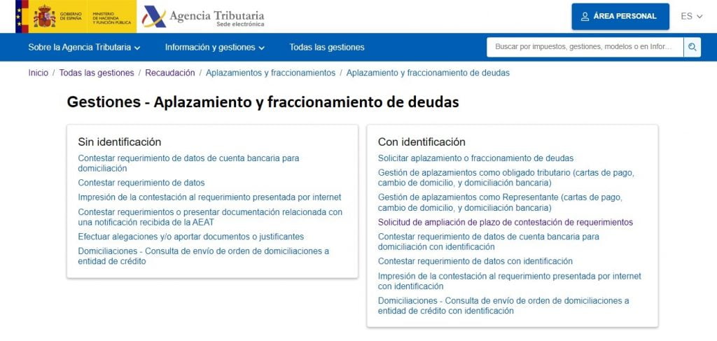 Aplazamiento y fraccionamiento de deudas con la AEAT